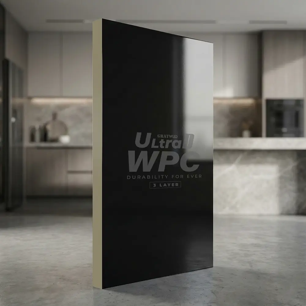 Gratwud UltraD WPC 3 Layer high gloss Black board for luxury interior spaces in Kerala