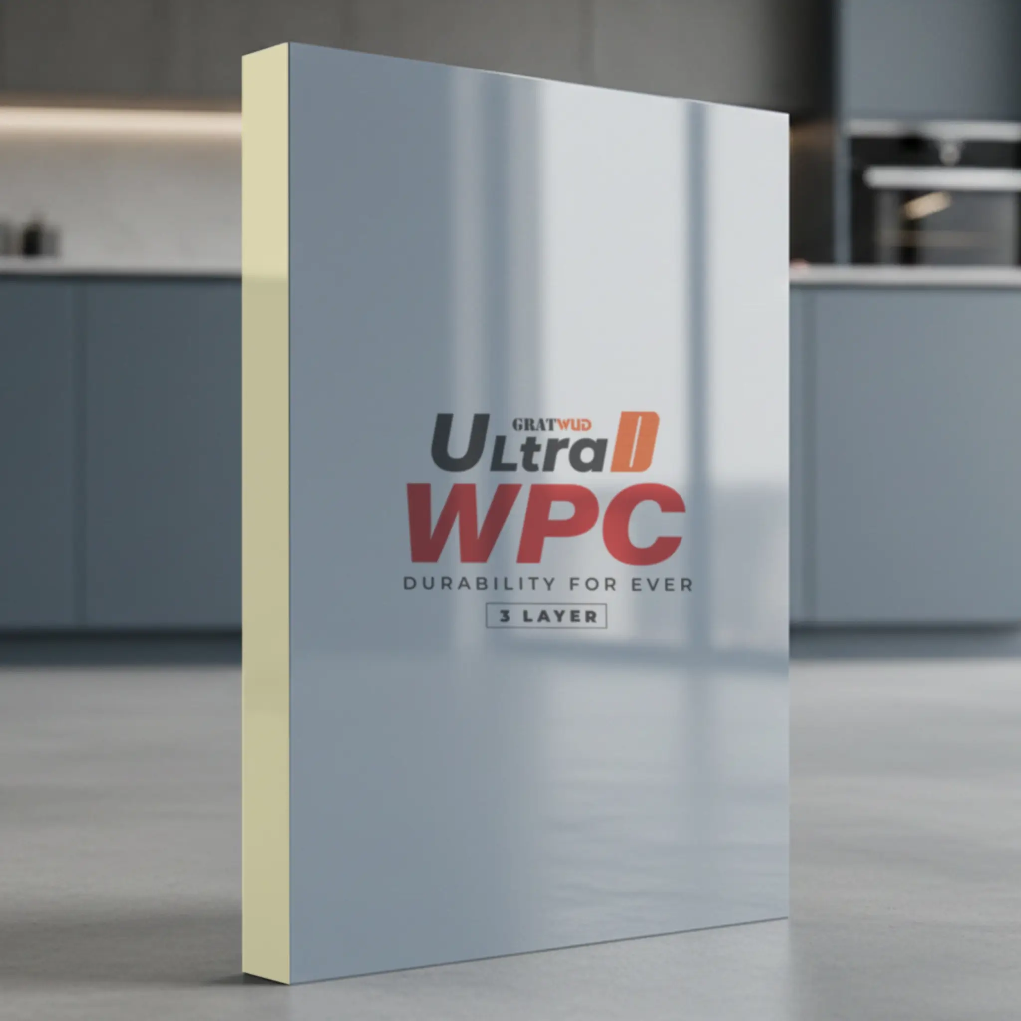 Gratwud UltraD WPC 3 Layer high gloss Dawn Blue board for premium interior furniture in Kerala