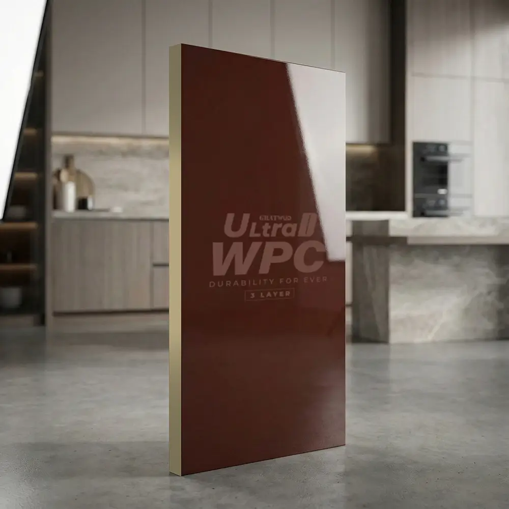 Gratwud UltraD WPC 3 Layer high gloss Maroon Red board for bold interior designs in Kerala