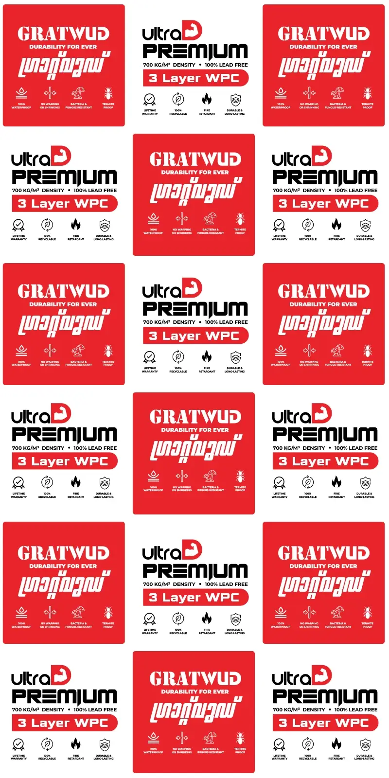 Gratwud UltraD Premium WPC 3 Layer board for high end interior and architectural projects in Kerala