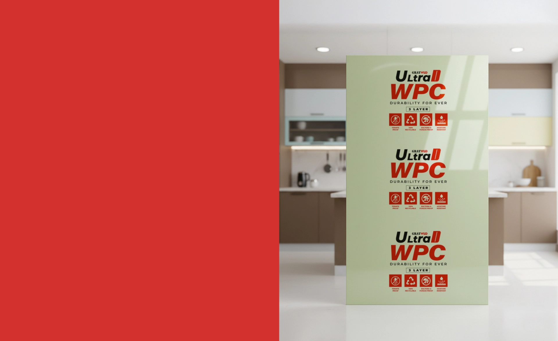 Gratwud UltraD WPC 3 Layer high gloss boards in multiple colors mockup