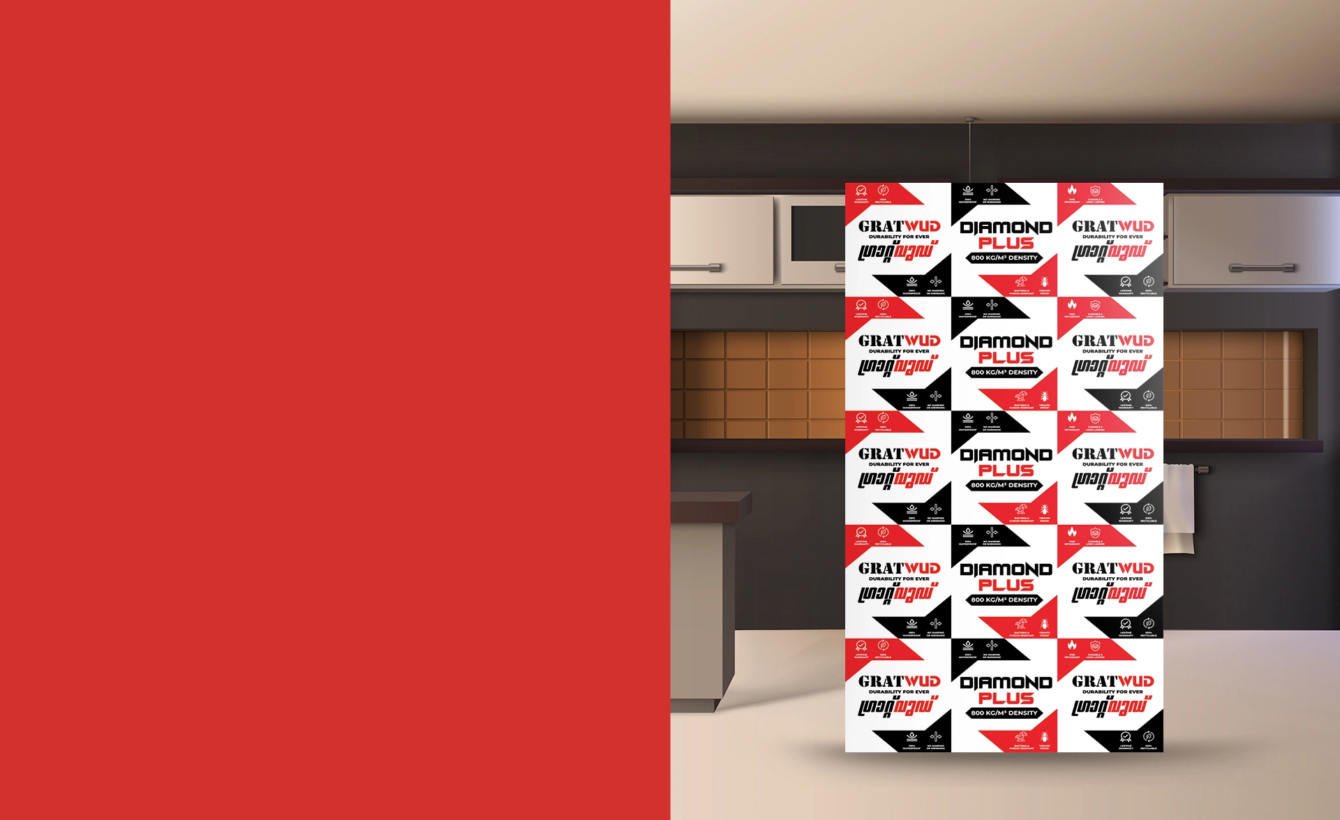 Gratwud UltraD WPC 3 Layer high gloss Pista Green board mockup